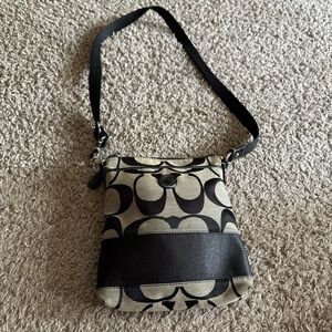 Coach Black and Tan Signature Crossbody Bag